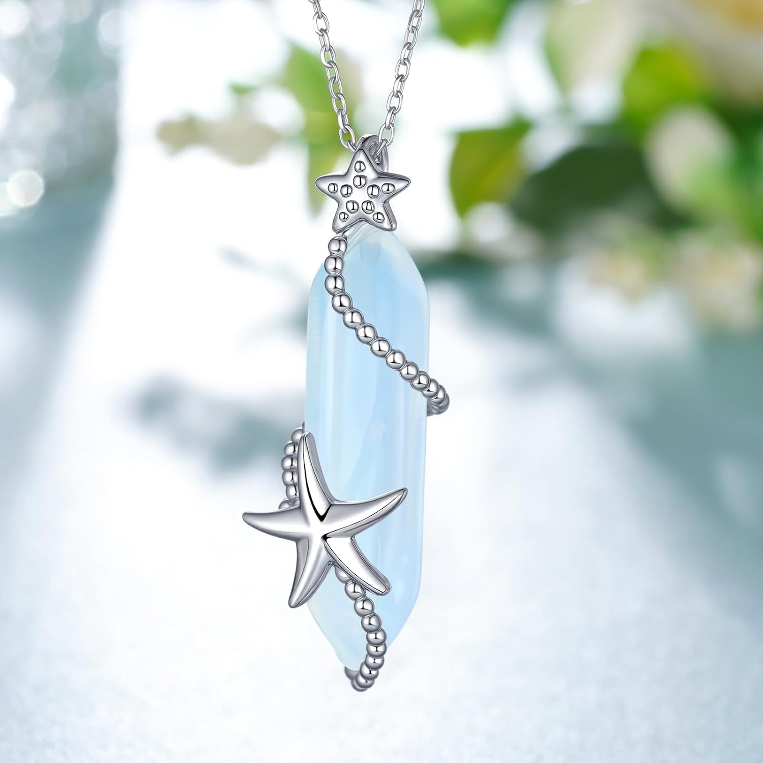 Starfish Necklace 925 Sterling Silver Beach Jewelry for Women Ocean Opal Jewelry Gifts for Women - Image 2