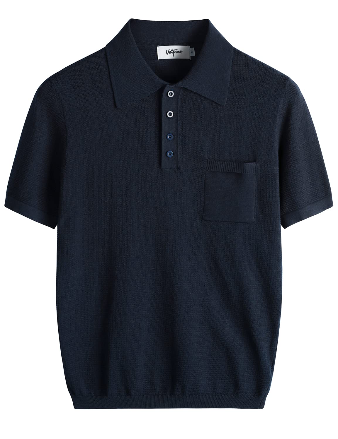 VATPAVE Mens Knit Polo Shirts Casual Short Sleeve Classic Ribbed Golf Shirt