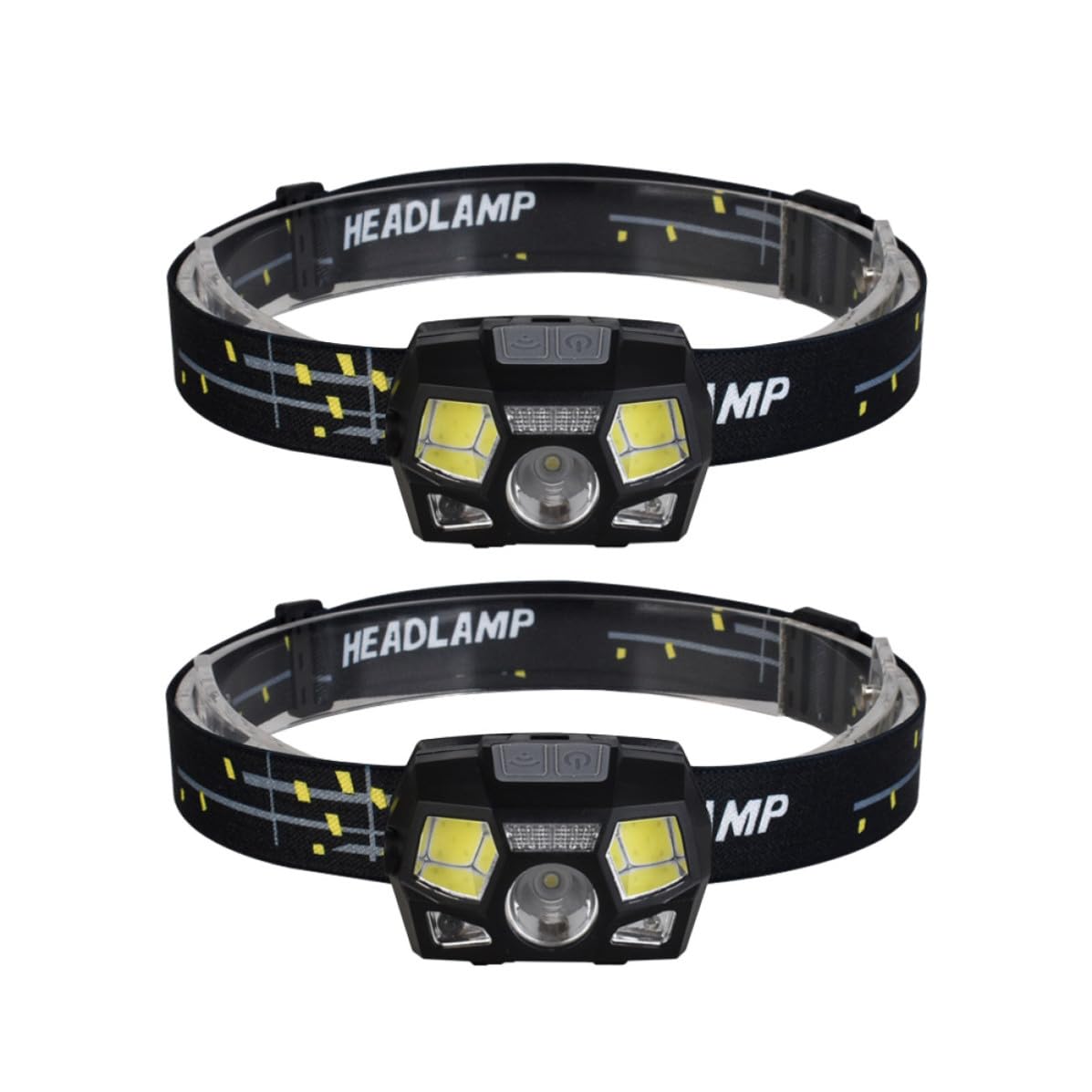 Lampada Frontale con Sensore di Attivazione Ipx4, 2 Pezzi, Luce LED Xpe Cob Ricaricabile Usb, Comoda per Camminare e Lavoro Notturno