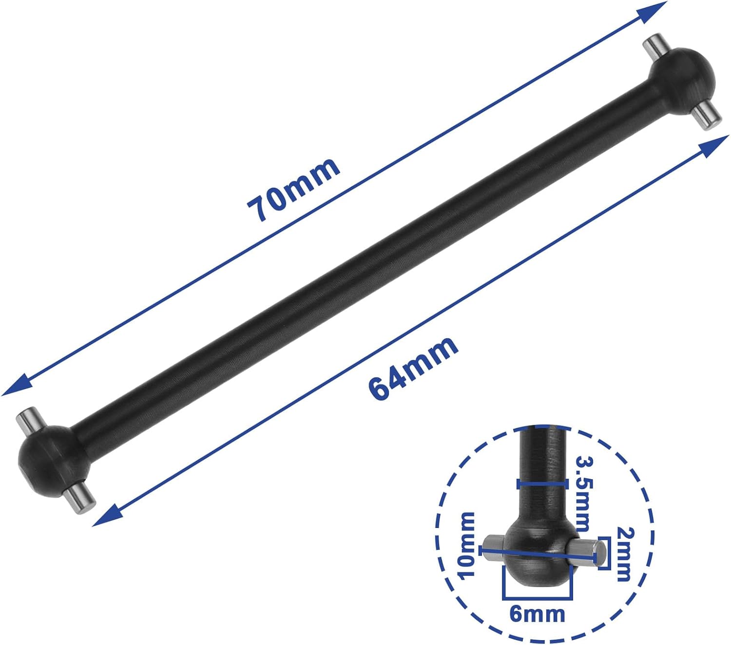 4pcs RC Car Drive Shafts 70mm/64mm Dog Bone Drive Shaft Centre Drive Joint Accessory Suitable for Common 1:6 1:8 1:10 1:12 RC Car Models
