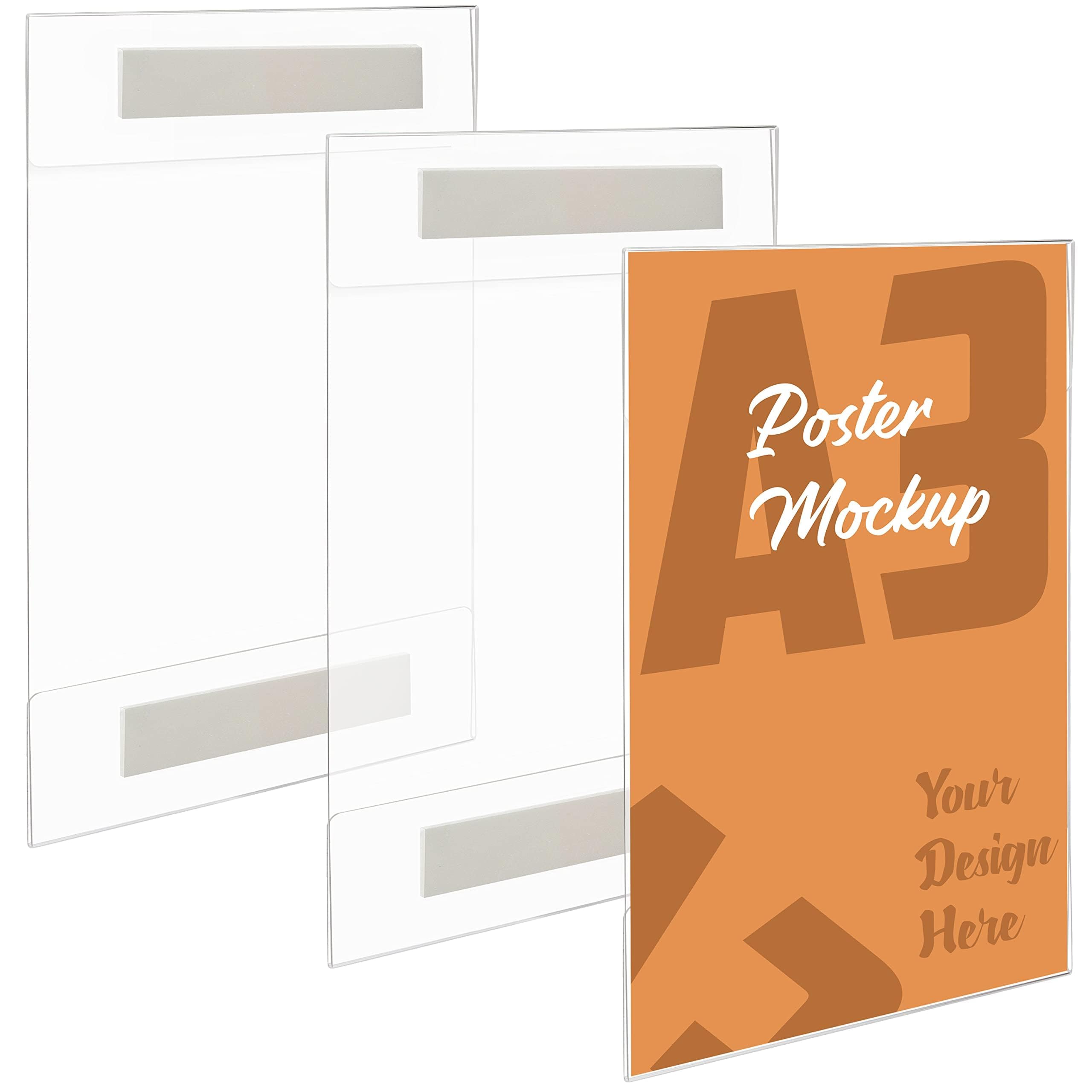 Kurtzy A3 Adhesive Wall Mount (3 Pcs) Clear Acrylic Poster Holder with Scratch-Resistant and Shock Resistant Adhesive Strips for Office, Home, Restaurant - No Drilling Required