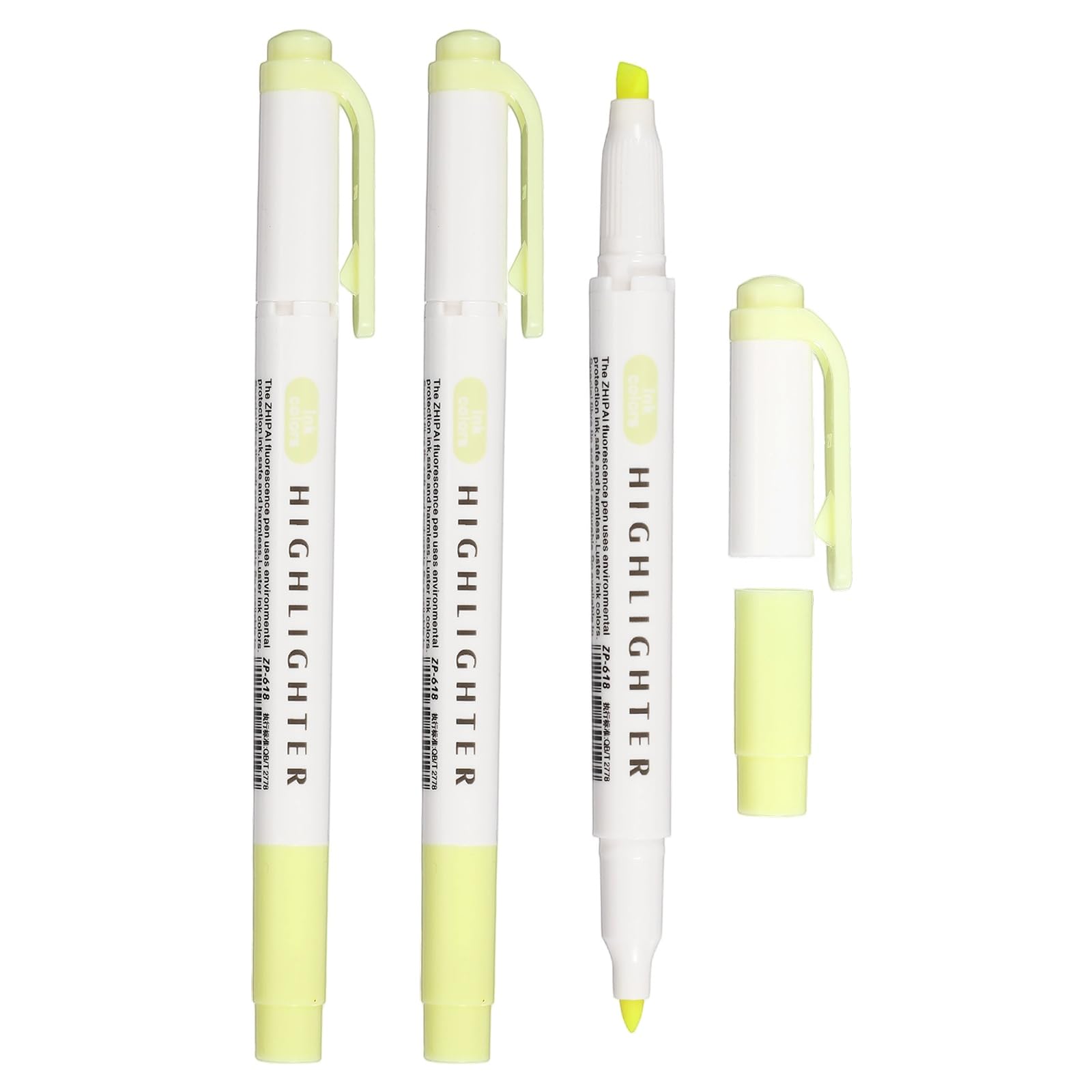 PATIKIL Highlighter Pen, 3 Pack Double Ended Highlighter Broad and Round Tips Marker Pens Studying Supplies for Office Home Daily Use, Yellow