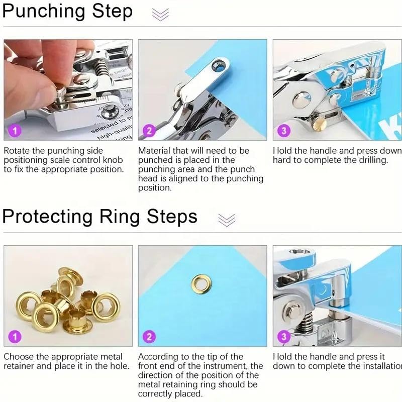Image of DIY Crafts Eyelet Hole Punch Plier Steel Handle Tools Multi-Functional Grip OEM Customizable for 5MM Eyelet Installation (500, Mix Colour, As Image Shown)