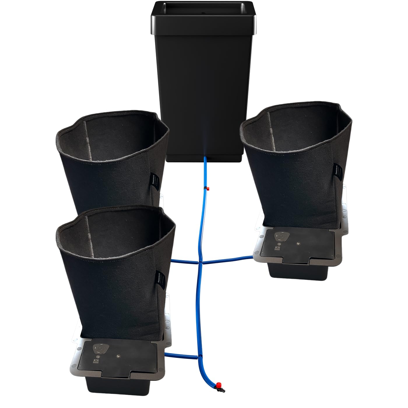 Bewässerungssystem mit AutoPot 1Pot-Komponenten und 15 Liter Feltpot Stofftöpfen - stromloses Grow-System für 2/3/4/6 Pflanzen – AquaValve5, Schläuche & Zubehör (3Pot)