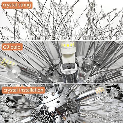 Bevenus Dandelion Modern Led Crystal Ceiling Light,Personalized Firework Crystal Sputnik Chandelier Lamp For Kitchen,Dining Room,Bar,Hallway Aisle(8 Heads,Including Bulb) #TOP5