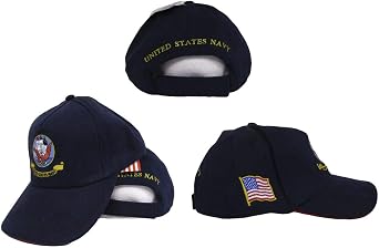 Embroidered United States Navy Ship Anchor Emblem Navy Blue Hat Ball Cap RUF