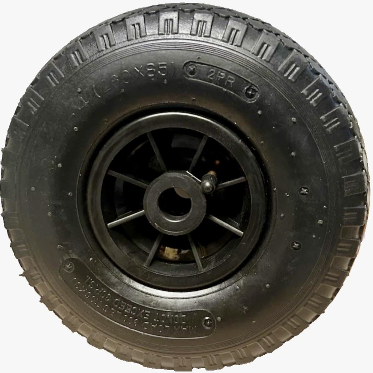 KOVA® 2X Sackkarrenrad LUFTBEREIFT 3.00-4, 260x85mm, Nabe Ø20×75, Reifen mit Schlauch & Rad Sackkarre Bollerwagen Luftreifen Ersatzrad Sackkarren Räder Rollenlager Luftrad Winkelventil Schw/Schw, L
