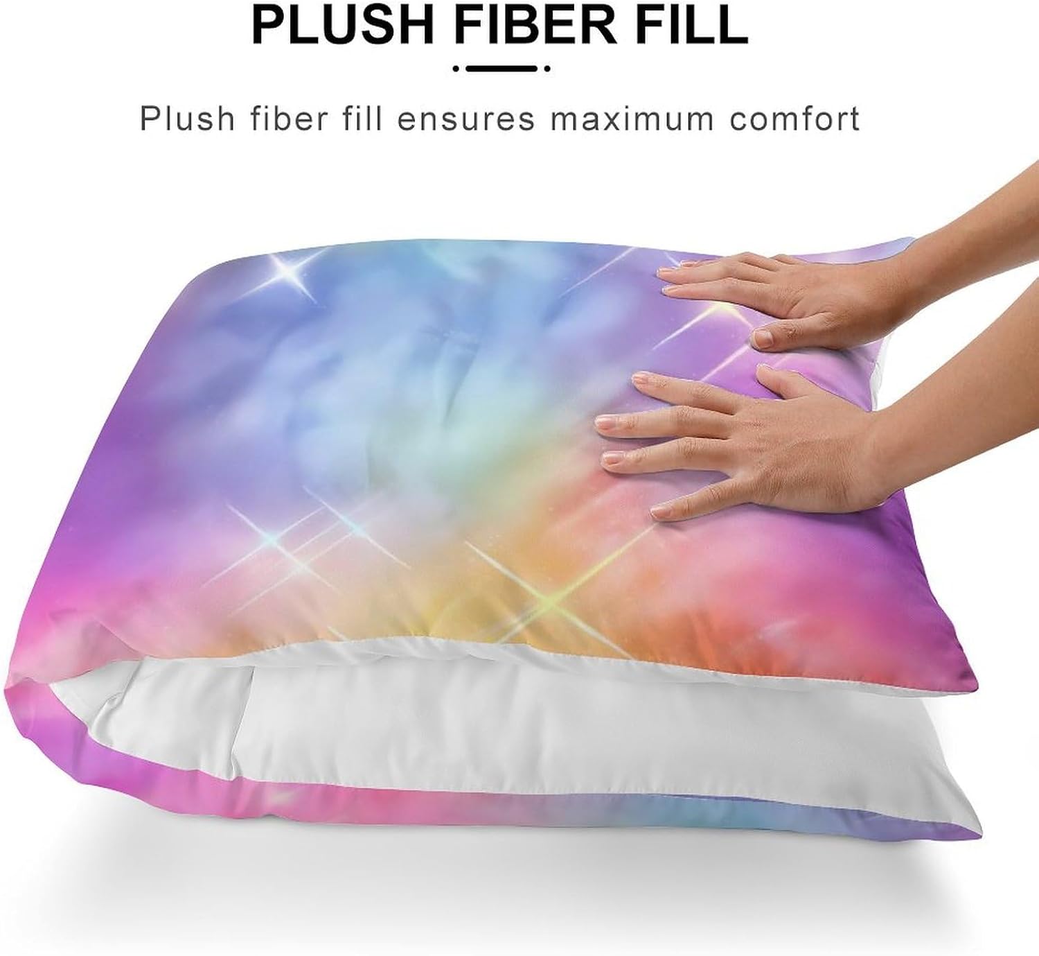 Rainbow Starry Lights Body Pillow Cover Long Cushion 18.9x53.1 Inch