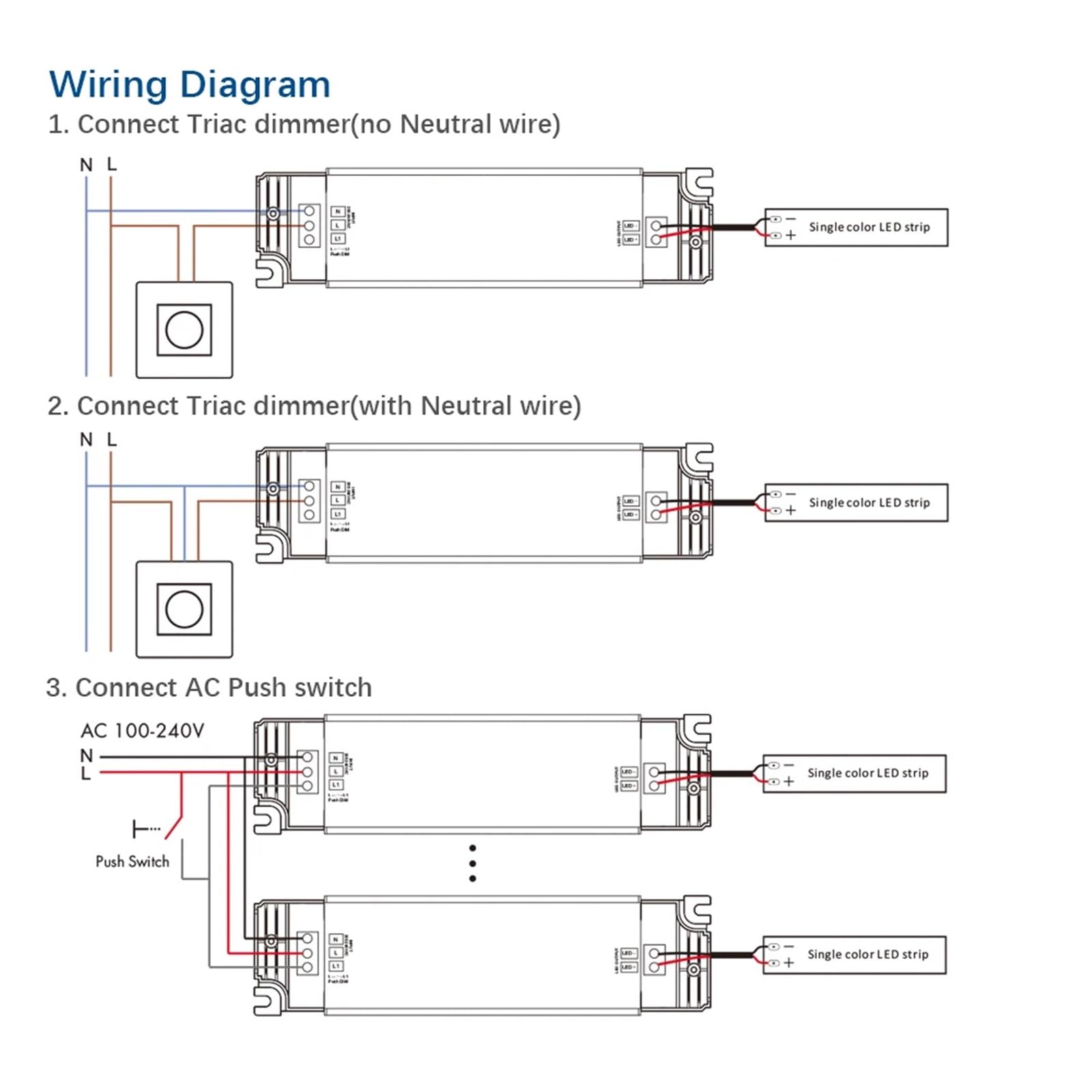 Triac LED Driver Dimmerabile Tensione Costante 1CH 40W AC 220V a 12V 24V PWM Dimmerazione Digitale per