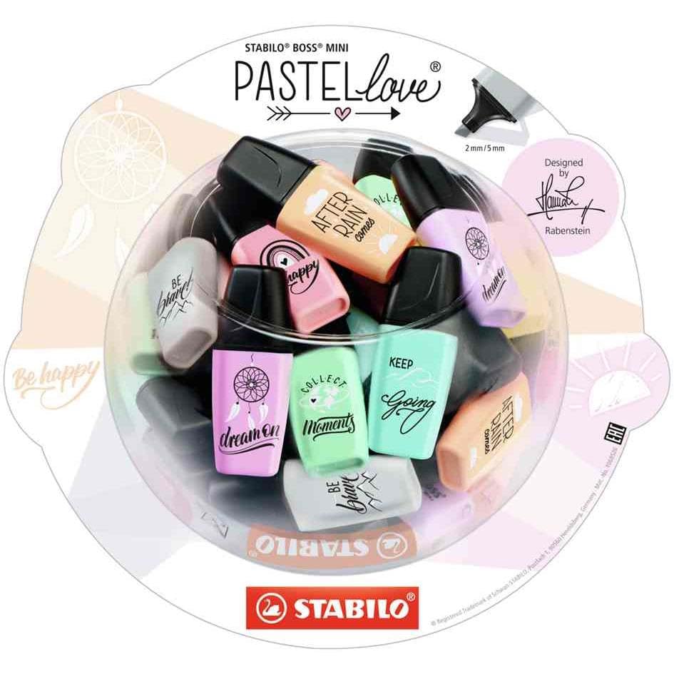 Stabilo 07/50-09 Textmarker Boss Mini Pastellove Edition 2.0 Bonbonglas, 220mm x 130mm x 215mm