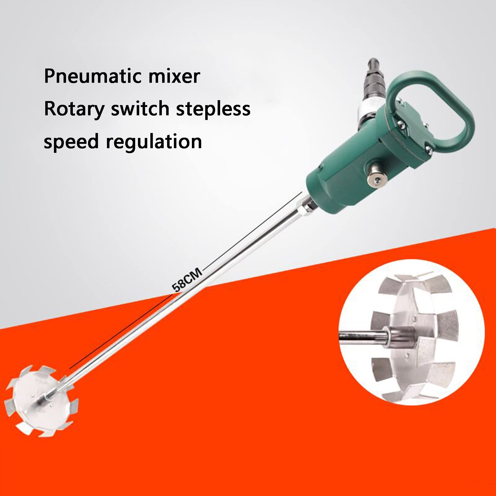 Máquina mezcladora de pintura neumática, máquina de mezcla de revestimiento de mano, con paleta de agitación, velocidad máxima de 2500 rpm, para pintura, tinta, líquidos viscosos