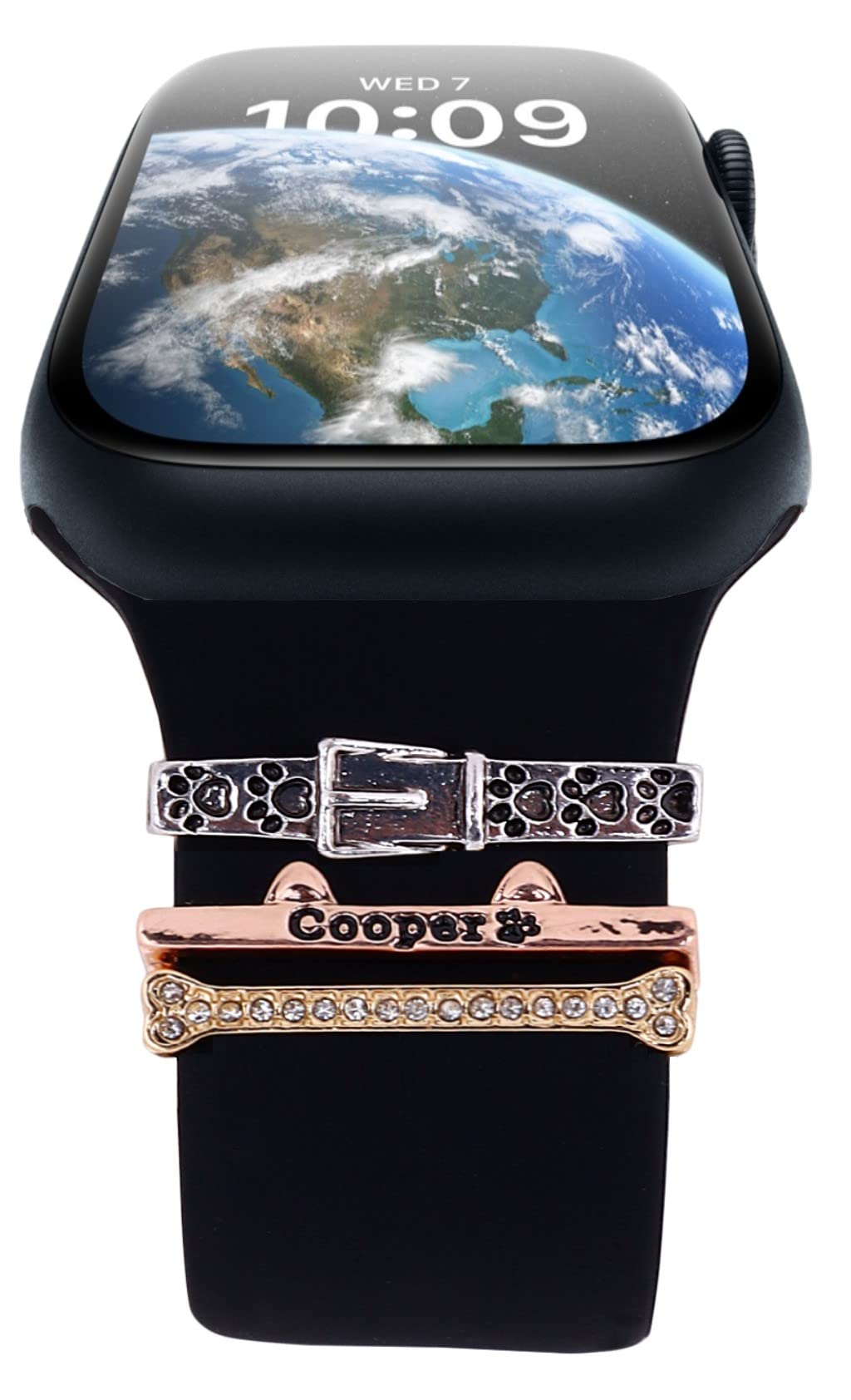 Decorative Rings Loops Compatible with Apple Watch Silicone Bands Metal Diamond Charms 45mm 44mm 42mm 41mm 40mm 38mm iWatch Series 8 7 6 5 4 3 2 1 Accessories