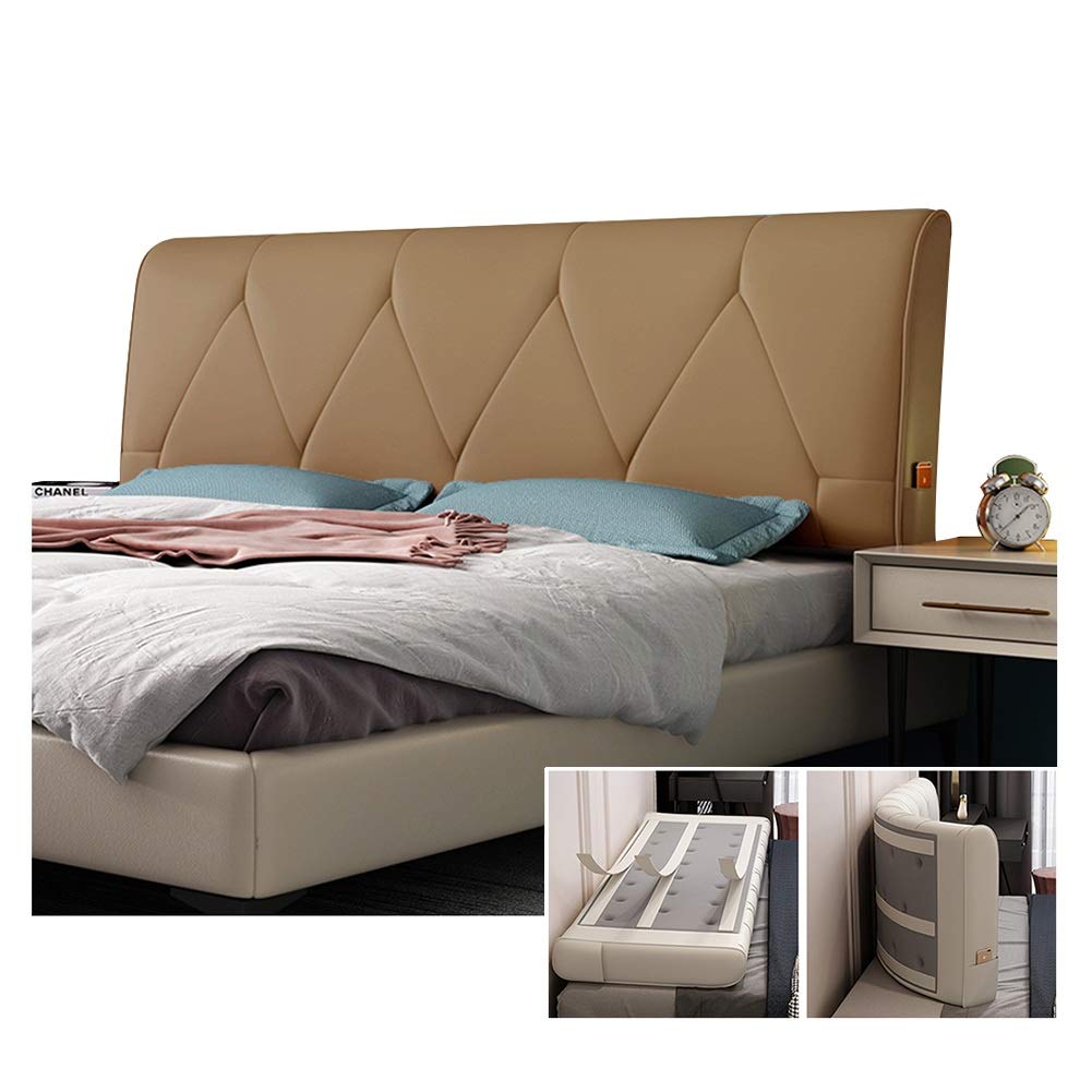 PENGFEI Bedside Back Cushion Reading Backrest Wall Sponge Upholstered Bedroom Decoration Anti-collision Lumbar Support, 4 Colors (Color : Brown, Size : 90cm)