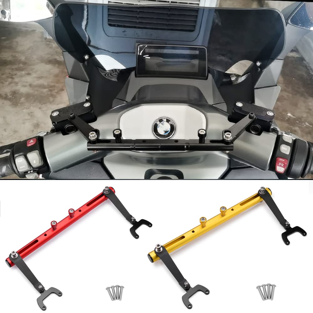 Motorcycle Mutifunctional Cross Bar Balance bar GPS Navigation Handlebar Bracket Extension Compatible with Suzuki Burgman 400 '98-'22 (Black)