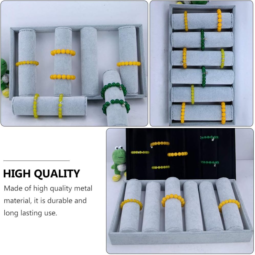 Holibanna Bracelet Holder Decorative Trays Bracelet Bangle Storage Box Jewellery 6 Bars Display Stand for Watches Removable Assemble Jewelry Holder Grey Accessory Tray