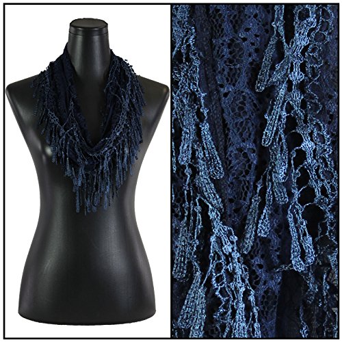 Gabriella's Gifts Victorian Style Infinity Lace Scarf (NAVY)2