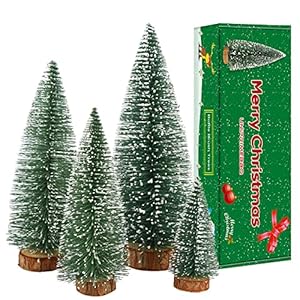 Mini Christmas Tree, Small Pine Tree with Wooden Bases for Xmas Holiday Party Home Tabletop Tree Decor (4pcs)