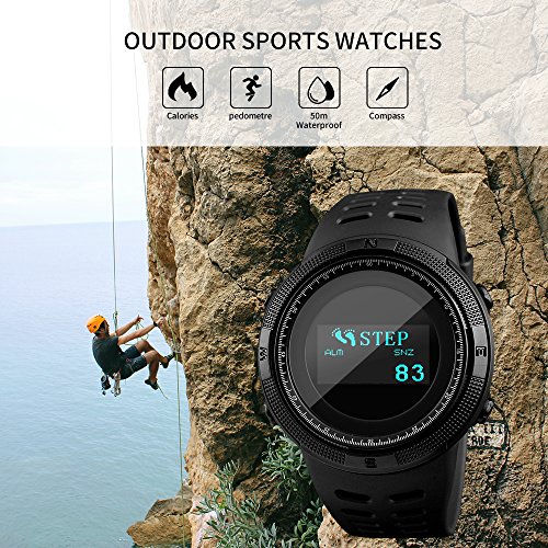 SKMEI Men's Digital Sports Watch OLED Screen Military Outdoor Survival Waterproof Wrist Watch with Dual Time Zone Compass Pedometer Thermometer Stopwatch2