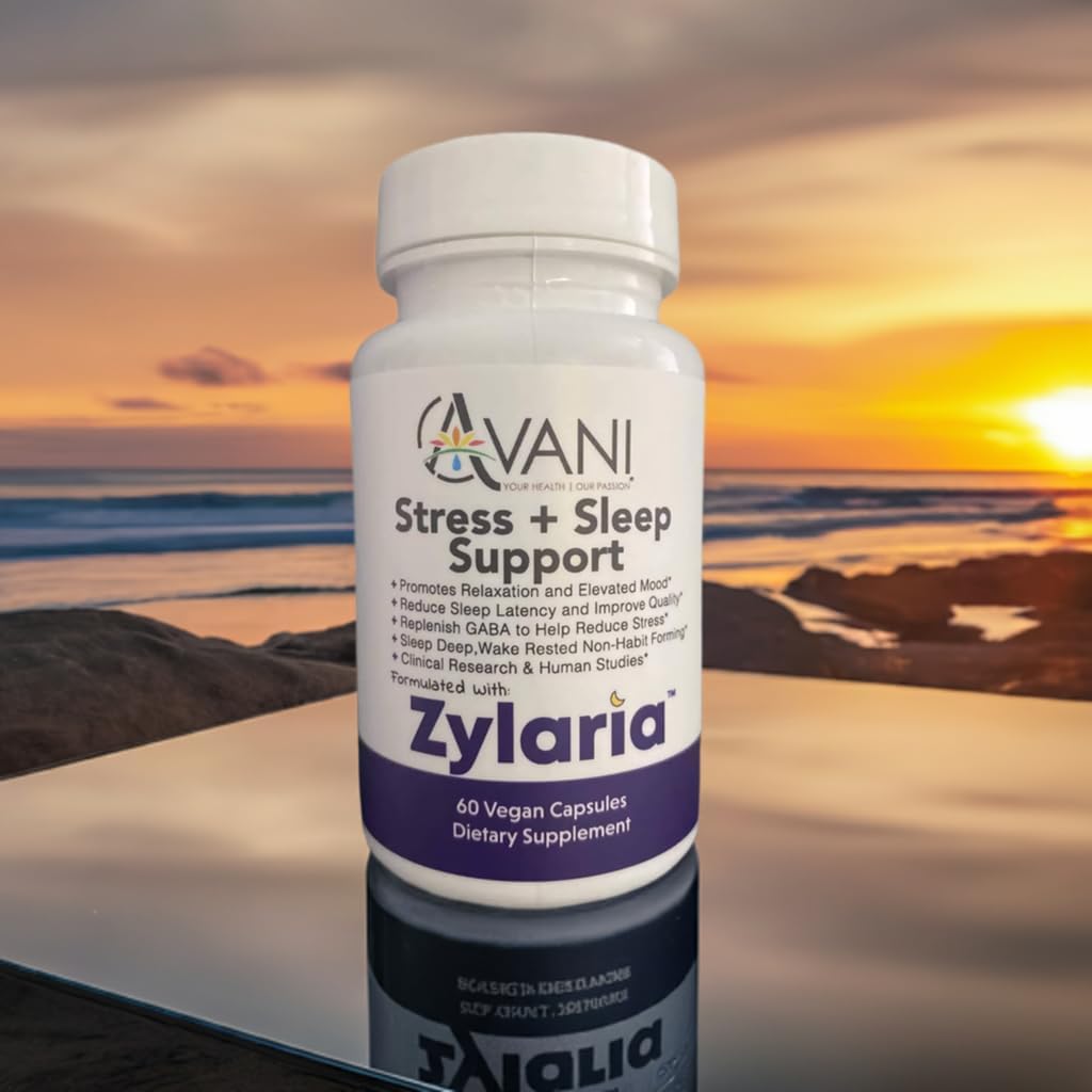Avani Health - Zylaria Plus Sleep Support - zZz Sleep Aid - Fall Asleep Faster and Wake Up Less During The Night + 20:1 Valerian Root Extract - 60 Vegan Capsules