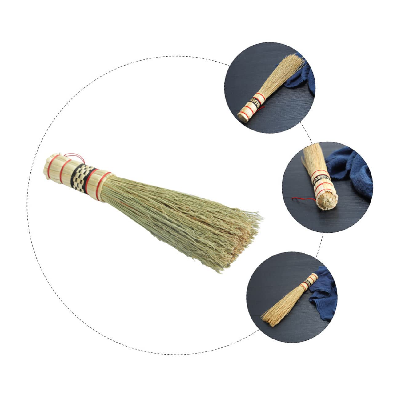 HOMOCONO Natural Straw Weaving Pot Cleaning Brush Multi Use Kitchen Gadget for Dishes Pots and Pans Gentle Surfaces for Practical and Convenient