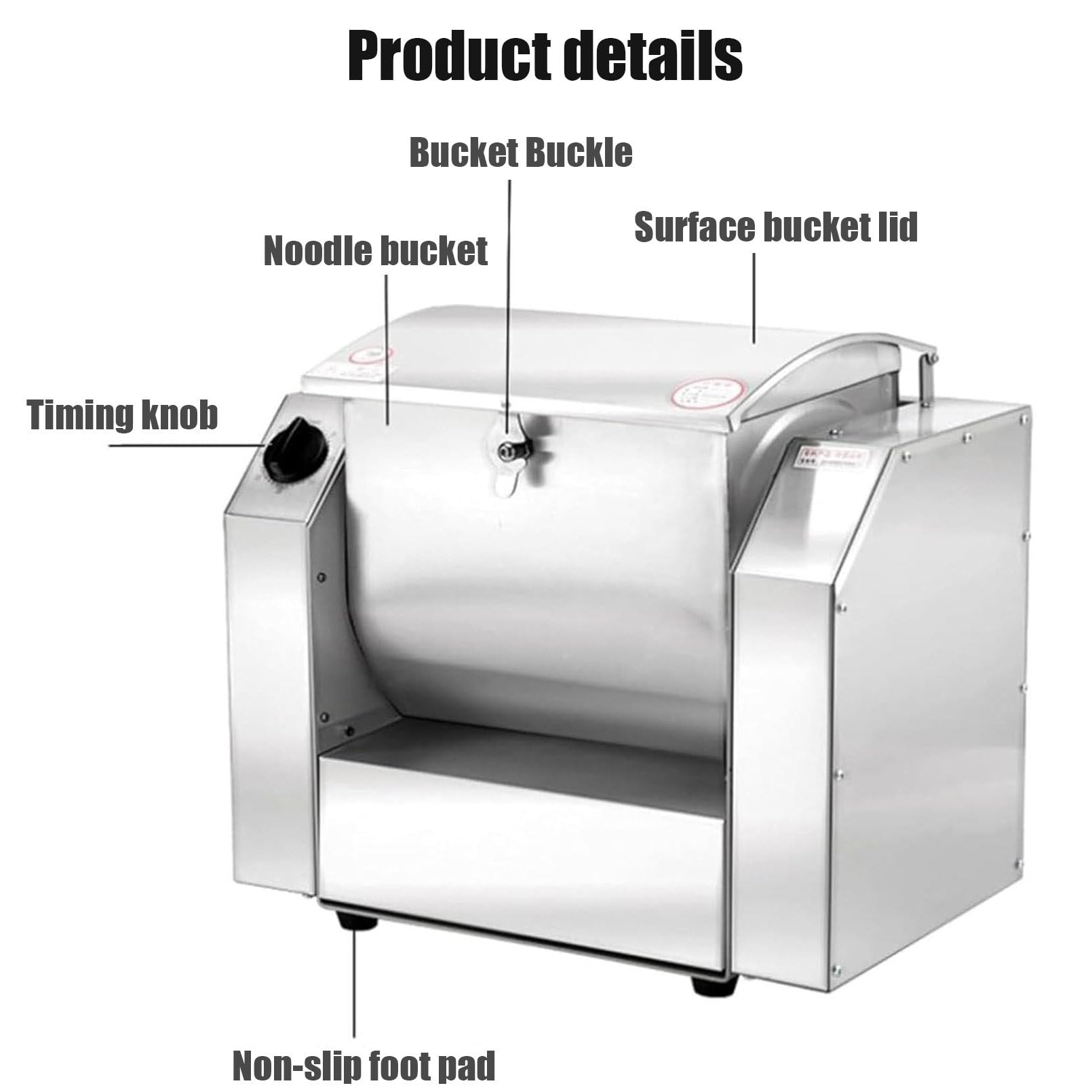 Impastatrice per Impasto Commerciale da 1100 W/1500 W, impastatrice per Impasto, impastatrice per Alimenti Commerciale Versatile, impastatrice elettrica per Impasto, per cucine e Mense, 5 kg