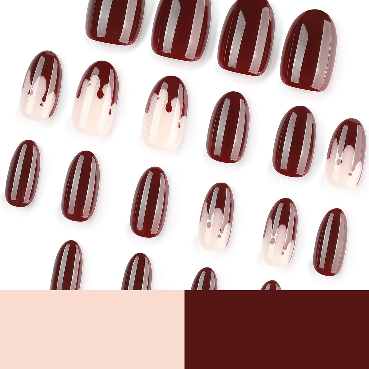 Halloween Press on Nails Short Oval - Vampire Blood French Tip