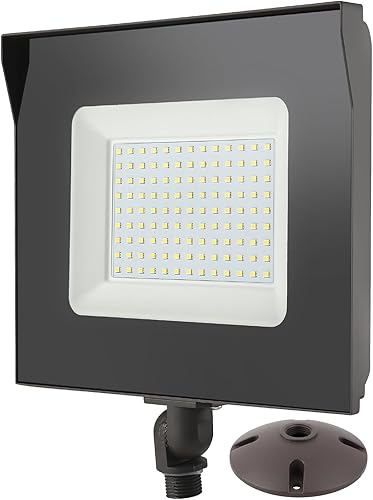 Paquete de 2 luces LED de 60 W para exteriores con montaje en nudillos de 12 pulgada (placa incluida), 5000 K, 7800 lúmenes, 120 V, ETL impermeable,