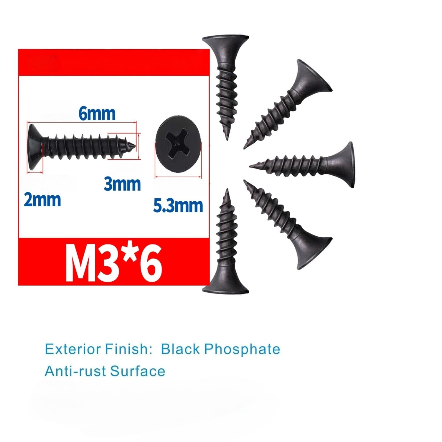 60 Pcs M3 Carbon Steel Black Phillips Screws - Image 4
