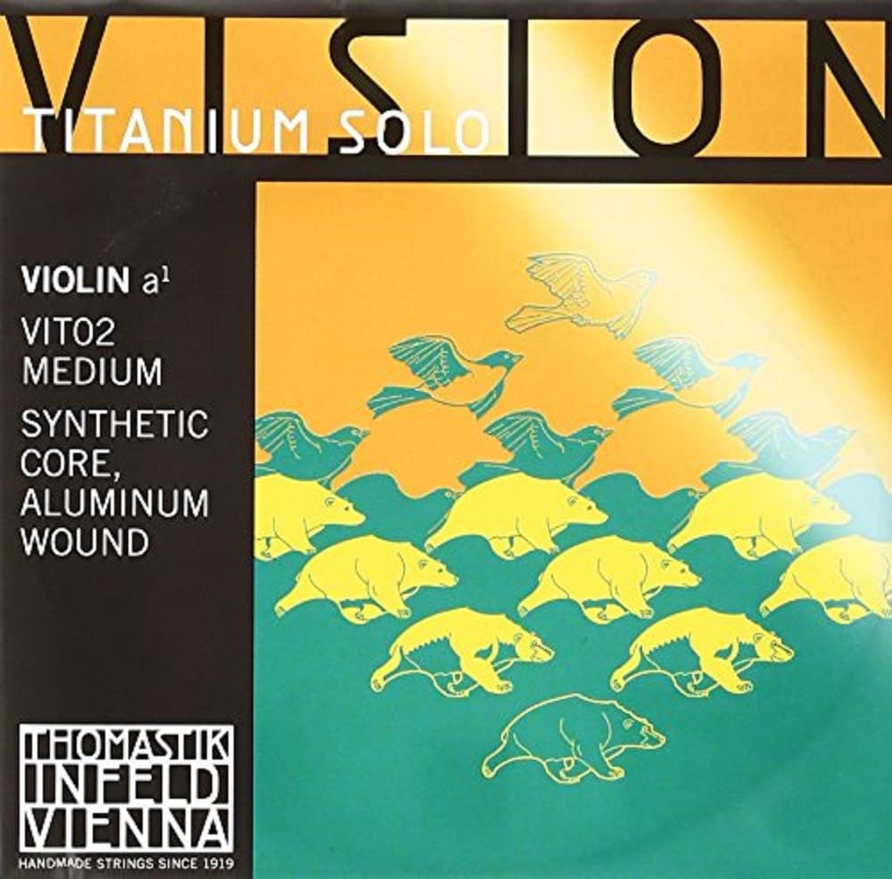Thomastik Cuerda para violín 4/4 Vision Titanium Solo - cuerda La núcleo sintético, entorchado aluminio, medio