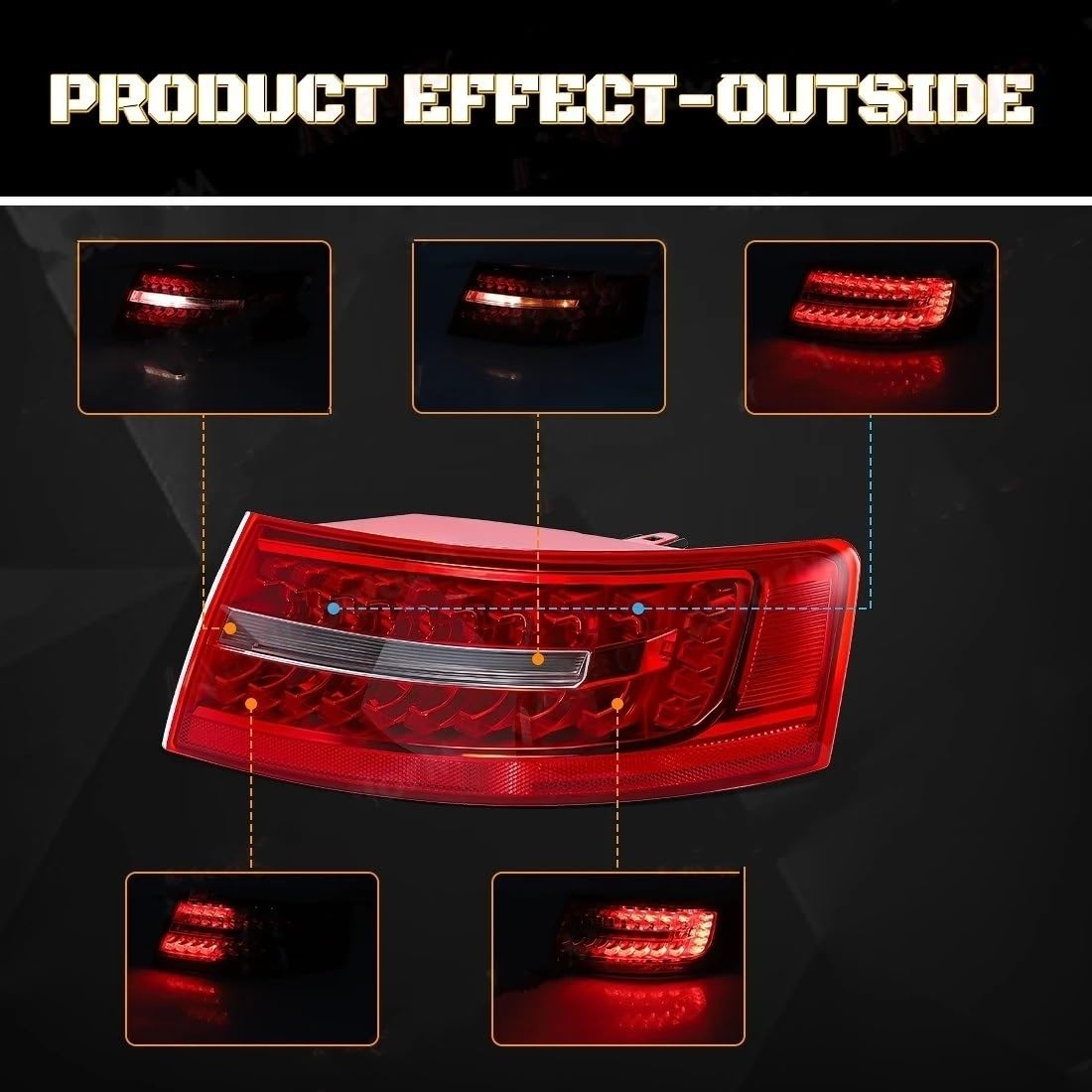 Dla Audi A6 C6 S6 Quattro RS6 Sedan Sedan 2009-2011 Hamulcowe Lampy Cofania Kierunkowskazy Światła Tylne Lampy Lampy Tylne Zespół Świateł(Right Outer Side)