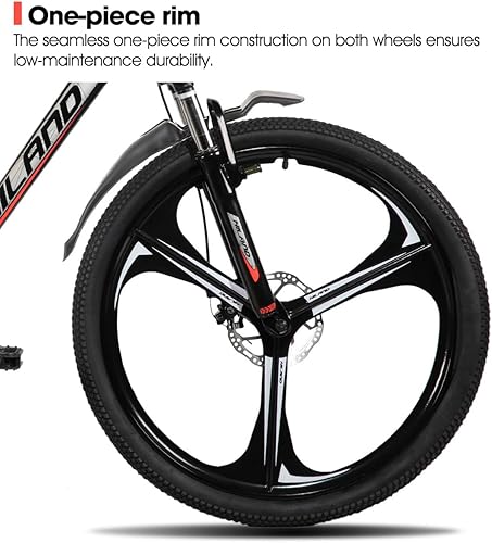 Miniatura 4 de Bicicleta de montaña HILAND de 26" para hombres, mujeres y adultos, 18 velocidades, freno de disco, marco ligero de aluminio, rueda de 36 radios