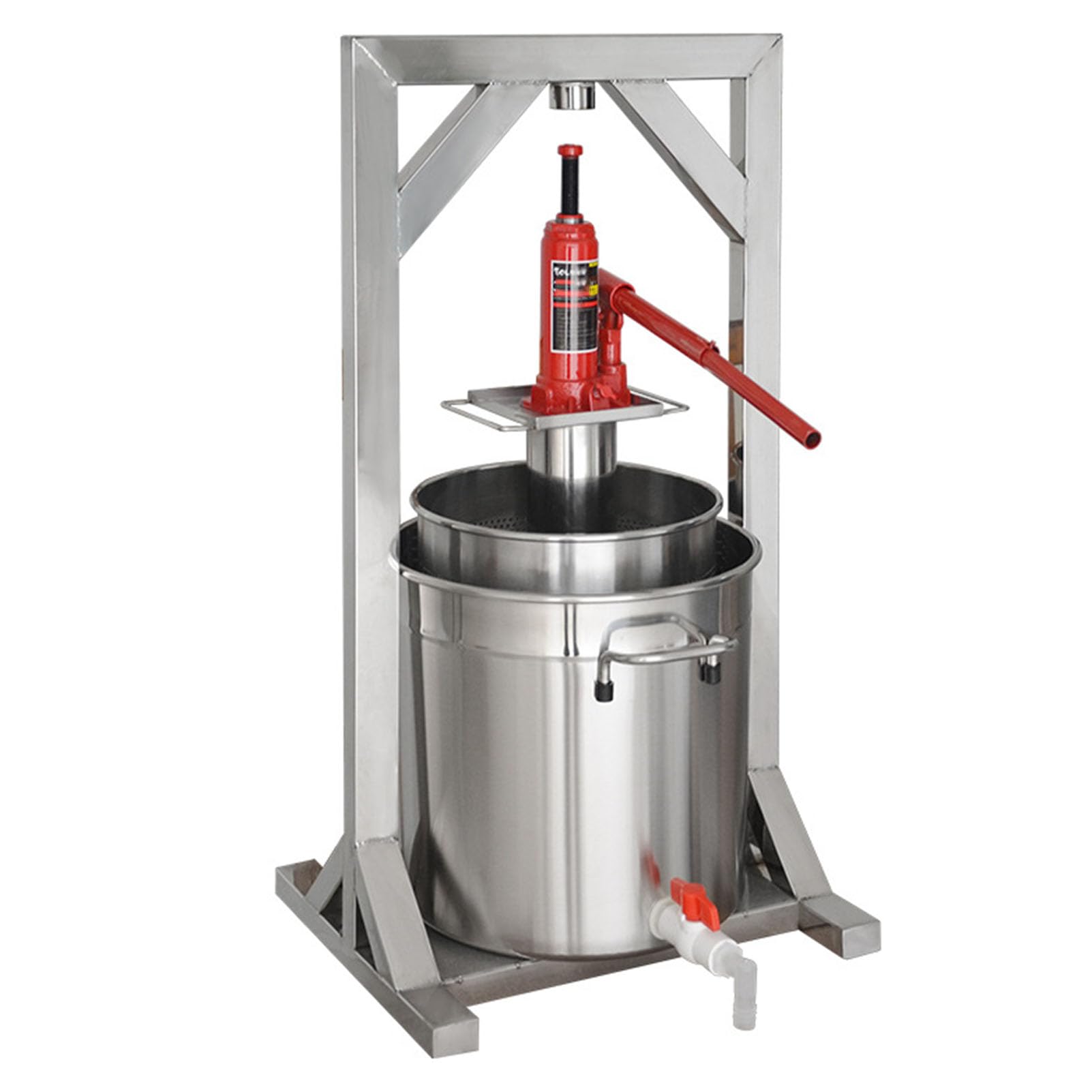 JXYQ Hydraulic Wine Press for Grapes and Soft Fruits, Stainless Steel Juice Maker and Manual Crusher, 36L Capacity