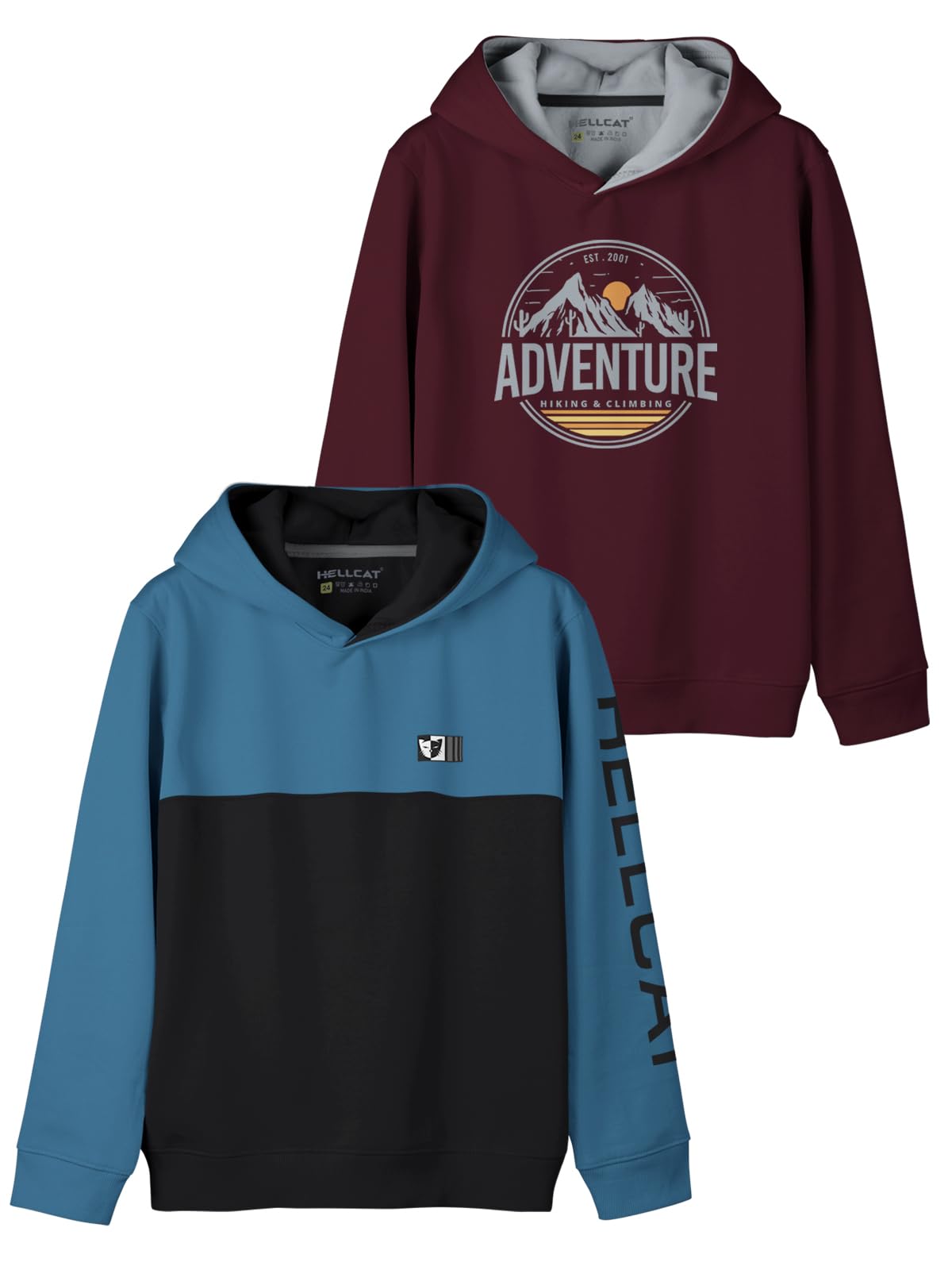 HELLCAT Printed Cotton Blend Hoodie Sweatshirt for Boys - Pack of 2