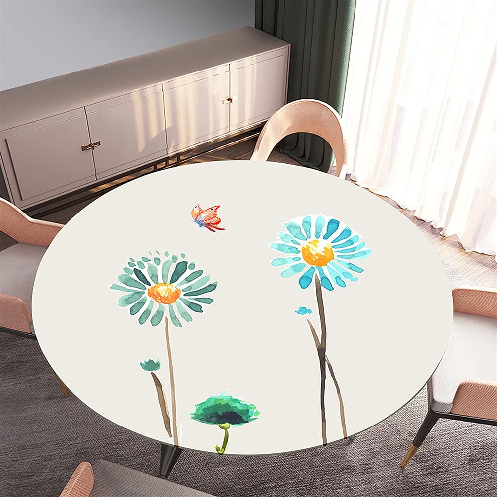 Morbuy Ronde Tafelkleed, 3D Rose Bloemenprint Tafeldoeken Waterdicht Afveegbaar Vlekbestendig Stofdicht Tafelkleed voor Cirkeltafel (Grijze Tijger, Diameter 180cm