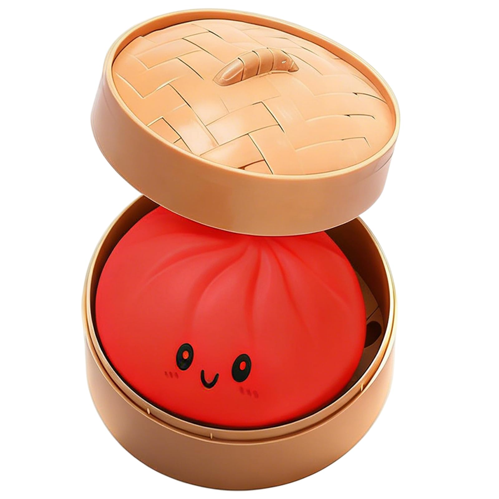 Dumpling Squishy Sensory Stress Ball, Giant Glitter Stretchy Squeeze Dough Ball with Steamer Fidget for Stress Relief, Calm & Relaxation, Red