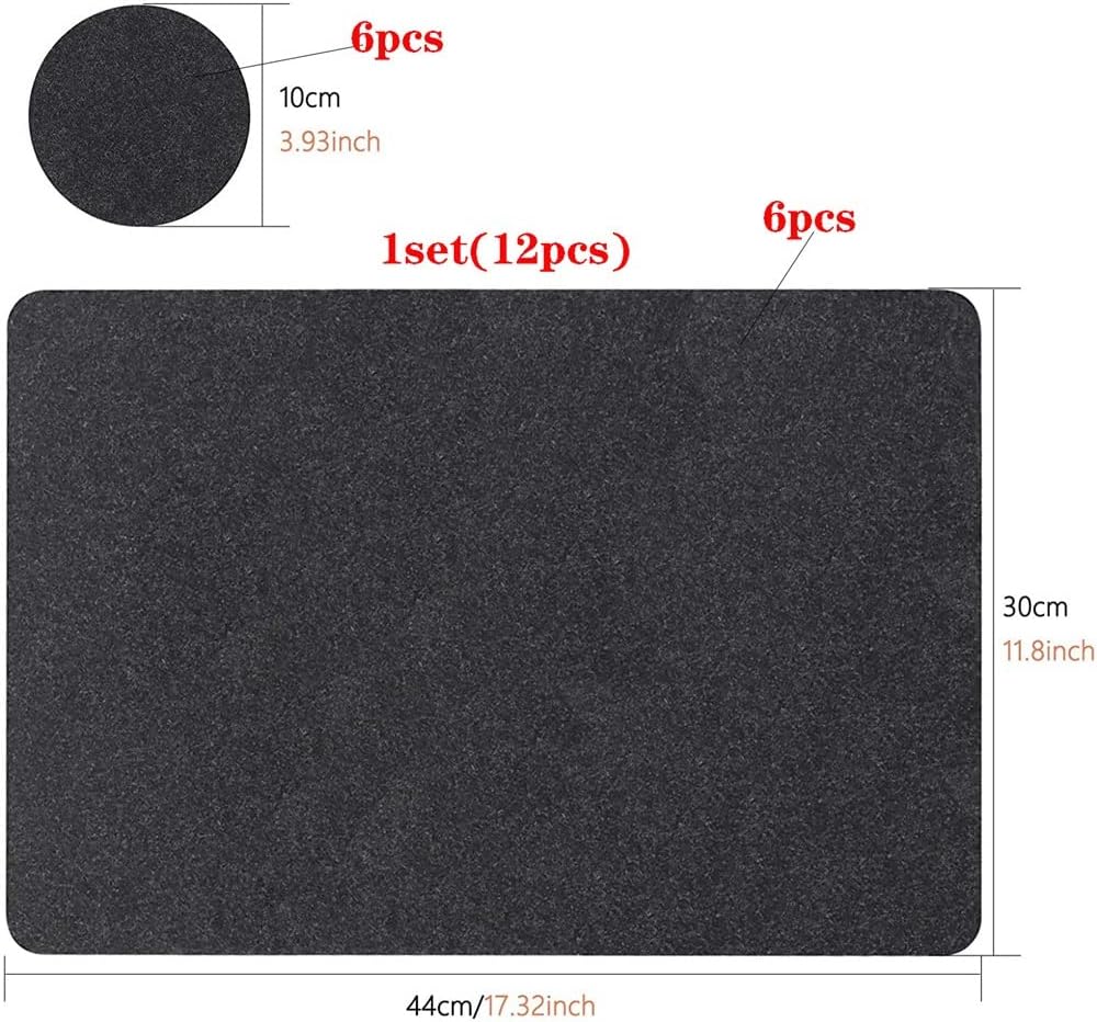 1 Set of Black Square Placemats Coasters Dining Table Protectors Coasters Table Mats Dining Table Kitchen Accessories