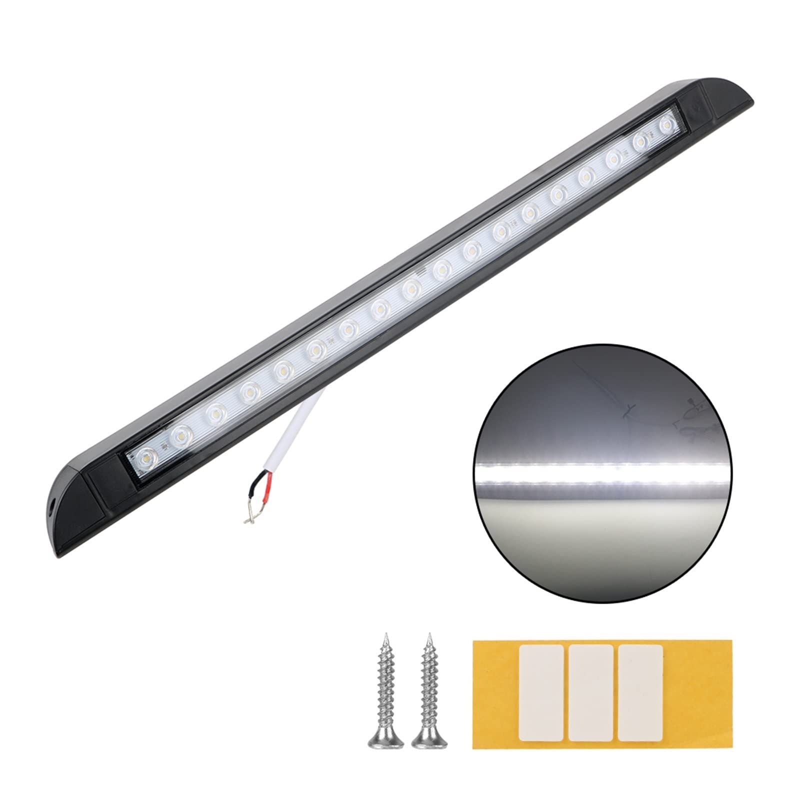 Mjfvn Nero Outdoor Camping Light Equipment Trailer Exterior Lamp 6000K For Rv Caravan Interior Wall Lamps 18 Led Awning Lamp 12-28V(Nero)
