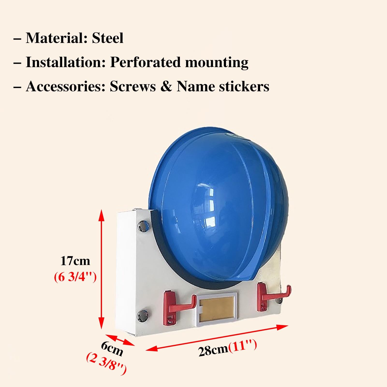 Casco Obra Soporte Metálico para Cascos de Seguridad (Paquete de 2, 3, 4, 5 y 6 Unidades), Soporte de Pared para Exhibir Cascos de Bombero, Soporte para Colocar(Hold 1 Hats)