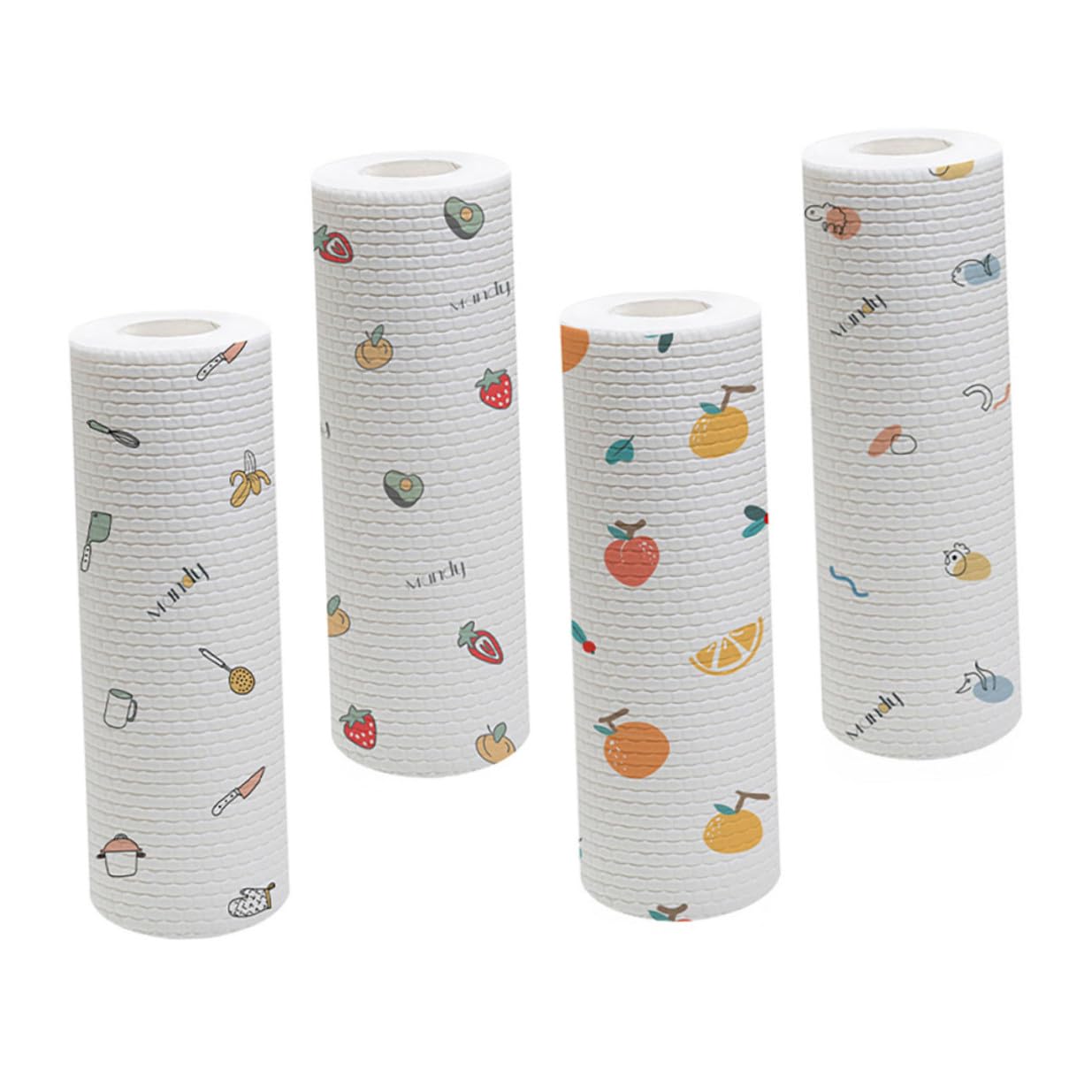 DOITOOL Paño de Cocina Desechable 4 Rollos, Pulpa de Madera y Poliéster | Uso en Seco y Húmedo, Acabado Antiadherente, Blanco, para Lavar Platos y Limpiar Mesas o Zapatos Estilo Aleatorio