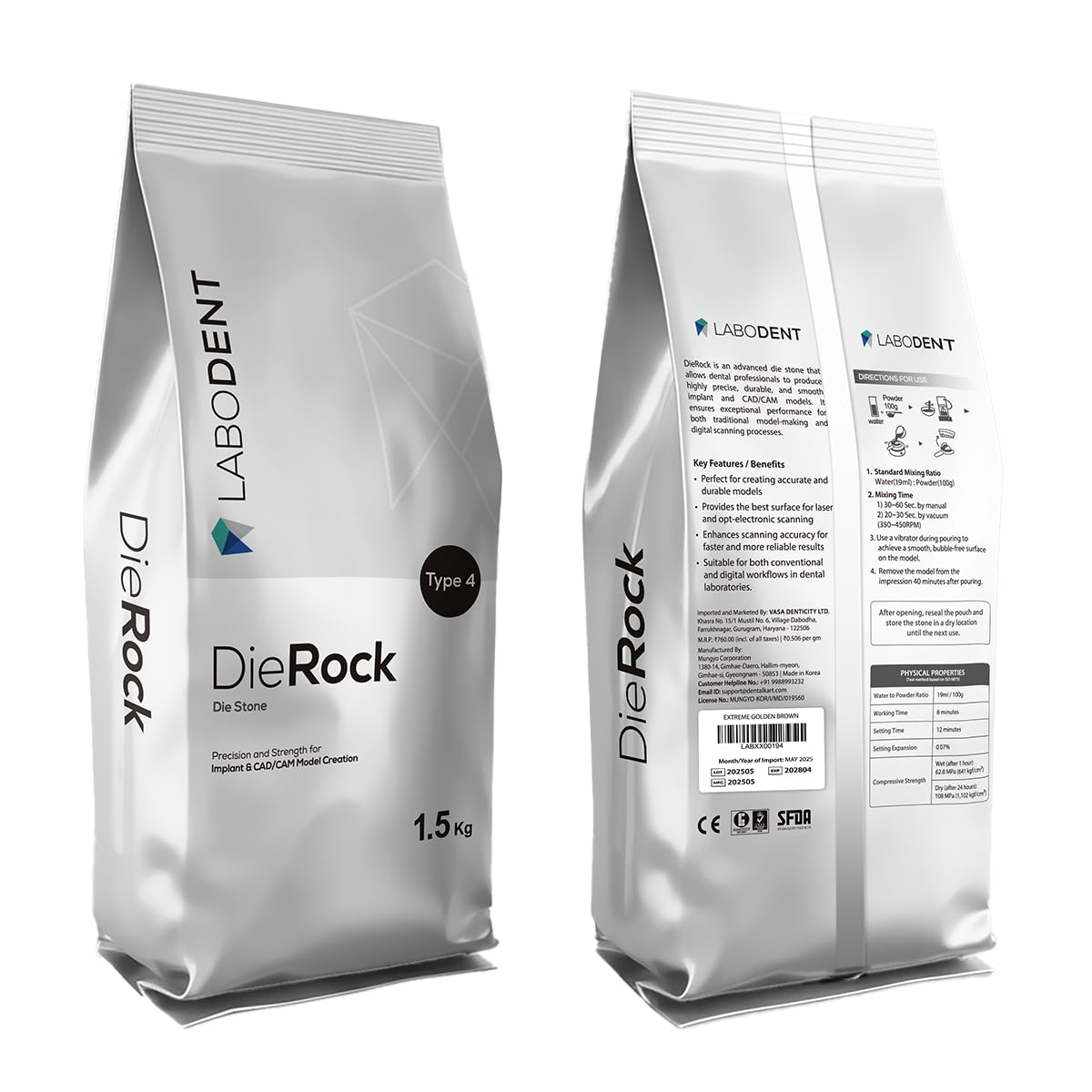 Labodent DieRock Die Stone Type IV Extreme Ivory 1.5 kg Dental Laboratory Stone for Precision Models and CAD CAM Workflows-image-34