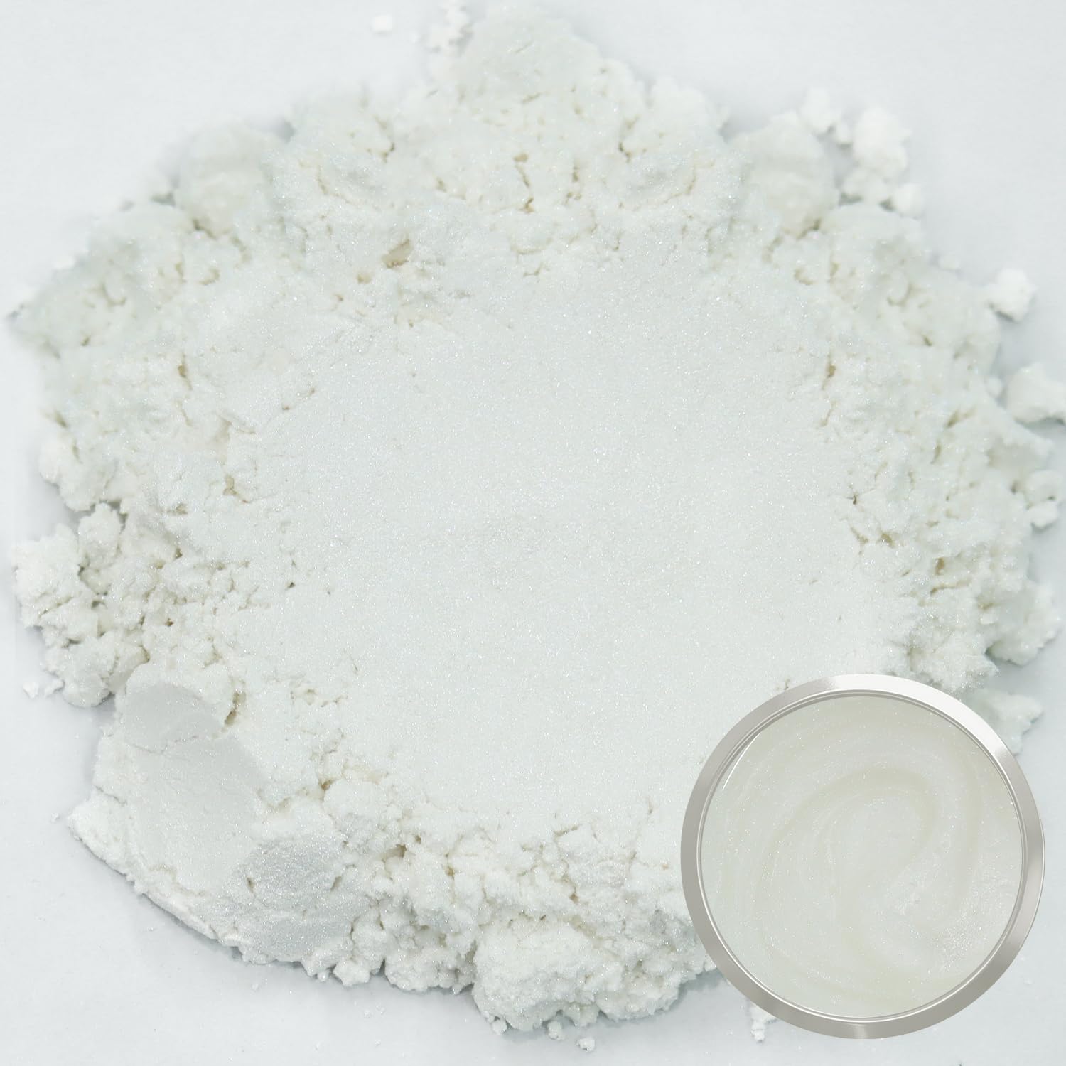Matio Glimmerpulver, 50 g, Diamant-Weiß, Perlglanz-Effekt, Glimmerpulver für Epoxidharz, natürliche Farbpigmente für Seifenherstellung, Badebombe, Kerzenfarbe, Harzhandwerk, Farbe, Nägel, Schmuck