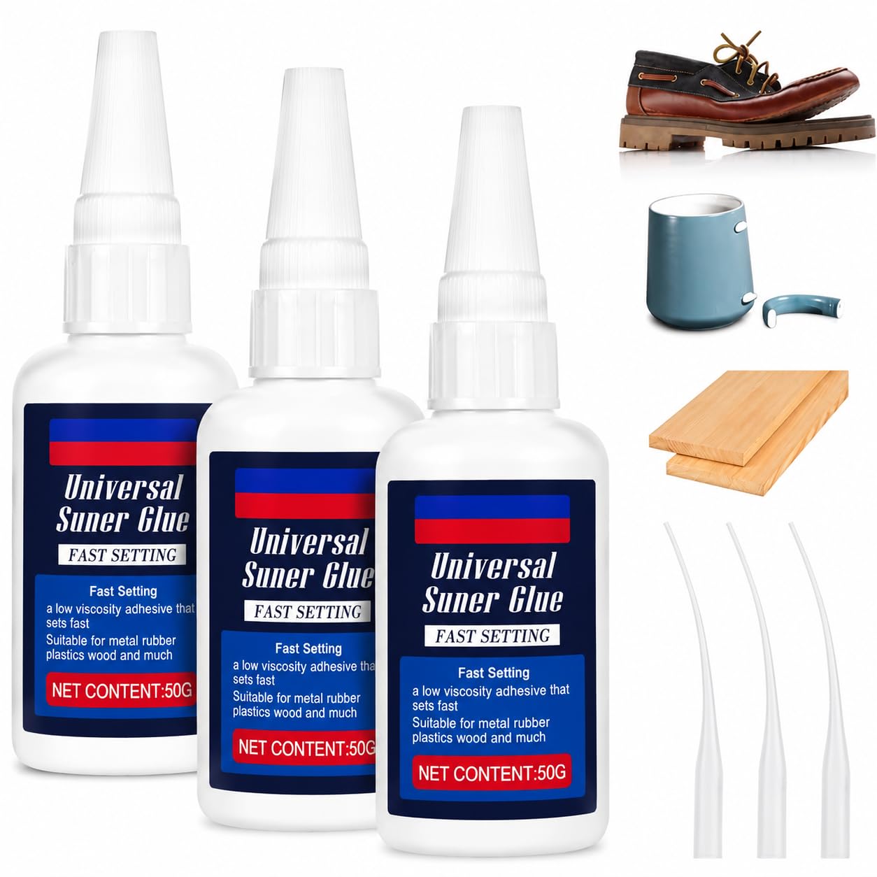 High Strength Oily Glue, 3PCS Superglue All Purpose, Ultra Strong Welding Superglue - Fast Repair Strong Glue Quick Drying for Metal, Plastic, Wood, Glass, Jade, Leather, Ceramic (Blue)