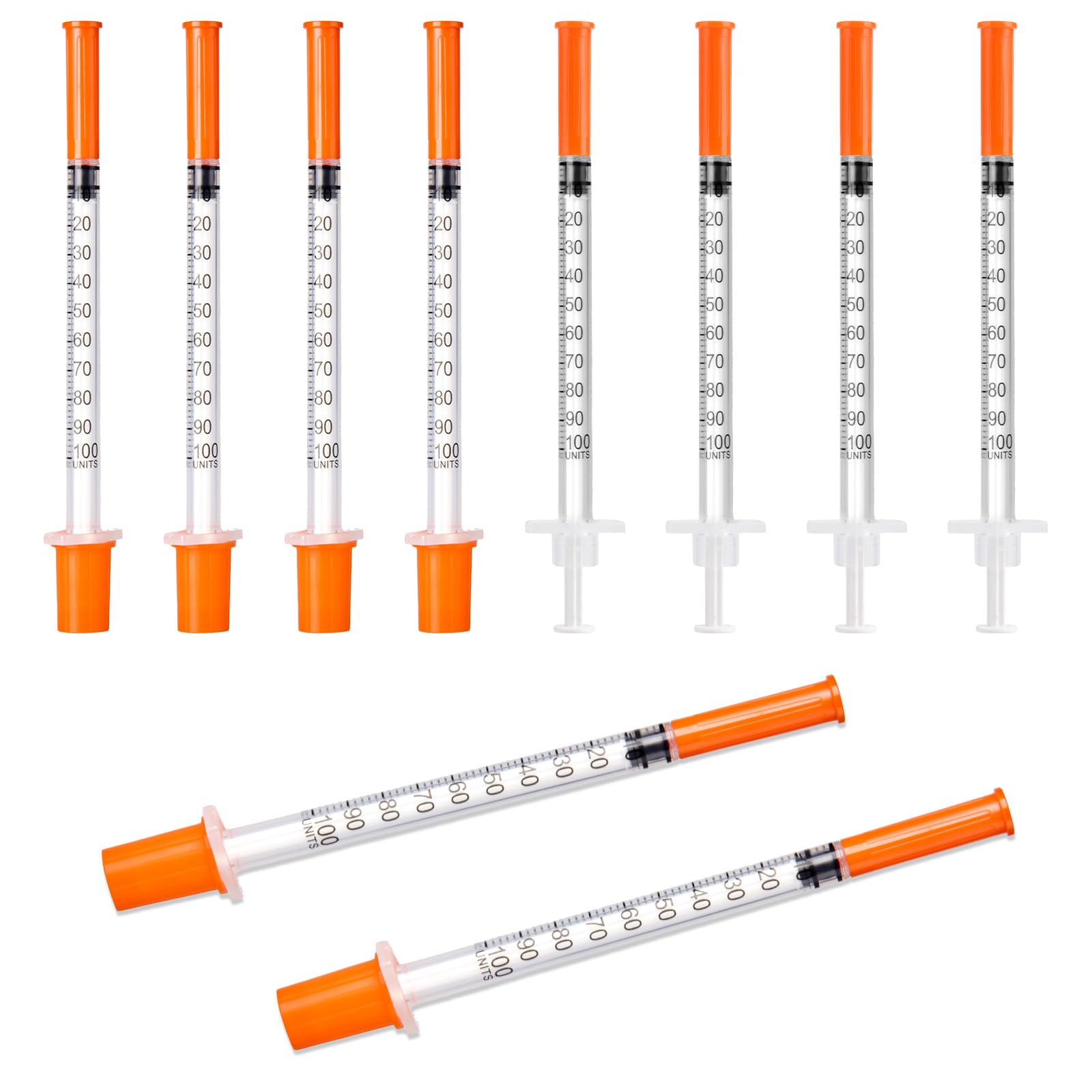 U-100 1ml/cc Syringe, 31G 5/16" (8mm) Disposable Syringes, 100Pack