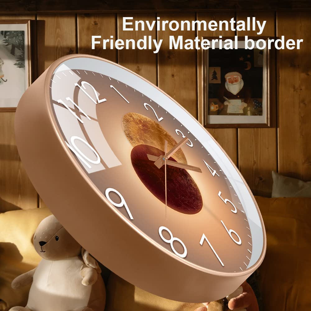 Horloge Murale Silencieuse 30cm Design Moderne Salon Cuisine Quartz Suspendue (Vénus Or)