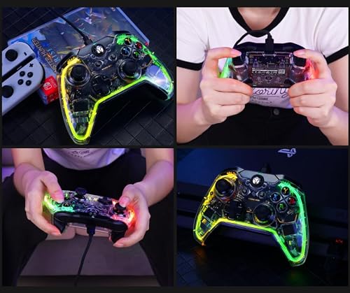 BIGBIG WON Rainbow Lite RGB PC Wired Controller, 0 Deadzone Joystick, Custom Buttons, Macro, Turbo, Dual Shock Controller for Switch/PC Windows10/11 & PS4 via R90 - Thumbnail 7