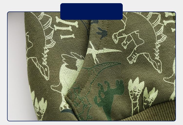 Rngeddg Baby Boys Girls Dinosaur Camouflage Jacket Kids Winter Coat Zip Up Hoodie Warm Sweatshirt School Hooded Outerwear (Green,140/7-8 Y,US,Age,7 Years,8 Years,Unisex,Big Kid)
