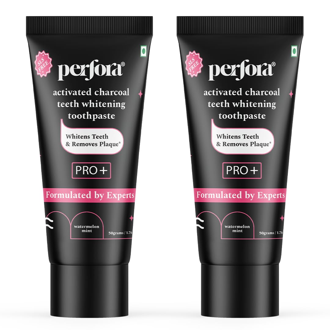 Perfora Activated Charcoal Whitening Toothpaste 100 gms (50 g x 2) | Enamel Safe Teeth Whitening Toothpaste for Men & Women | Removes Coffee, Tobacco & Wine Stains | SLS Free | Watermelon Mint (B0CFHPYNJH) Amazon Price History, Amazon Price Tracker