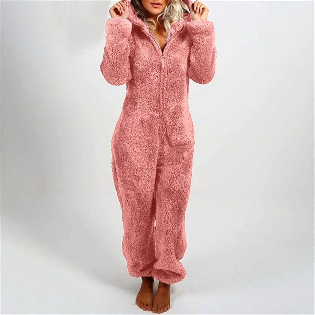 BOOMJIU Jumpsuit Damen Teddy Fleece Einteiler Onesie Schlafanzug