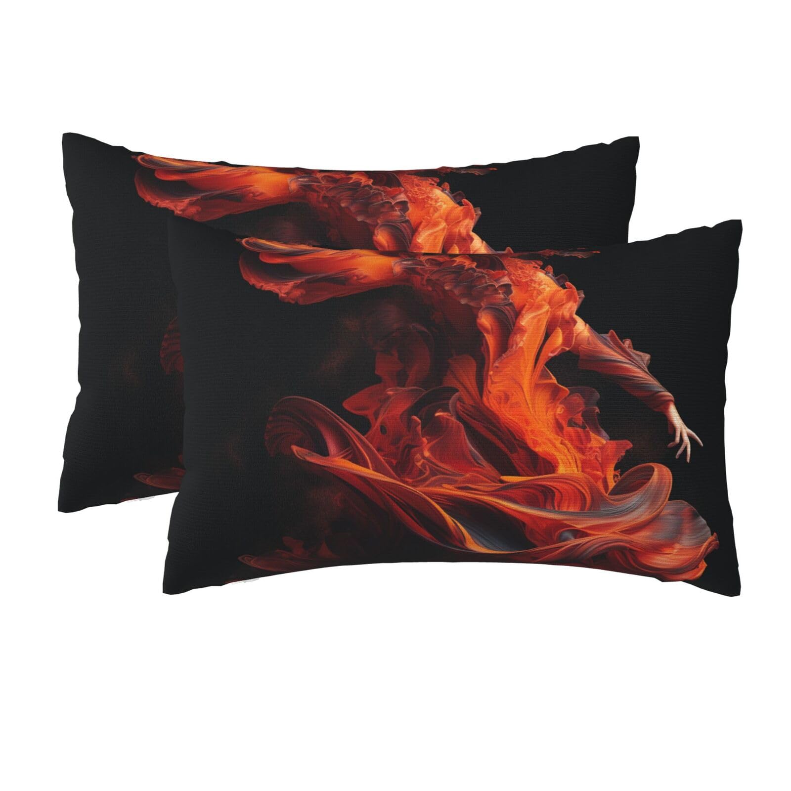 2 Pack Queen Size Pillow Cases for Hair and Skin Soft Breathable Pillow Case Covers with Hidden Zipper Fire Dancer Pillowcase 20x30 Inches Pillow Cover for Sleeping Gift