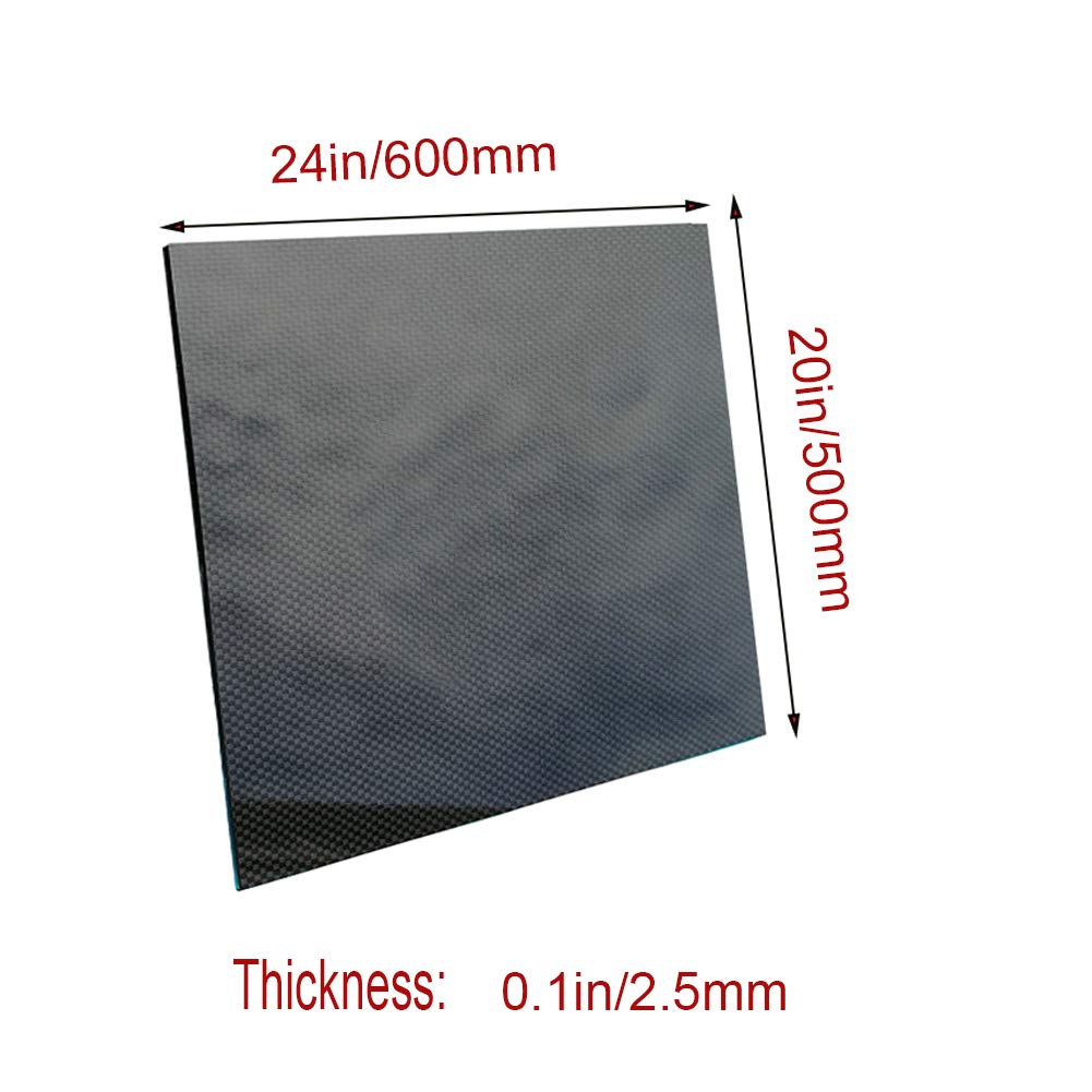 3K 100% lamiera in Fibra di Carbonio Pannello di Bordo Pannello Puro Pure Laminato Plain Plain WEEVE SUPERFICILE GLISSY per RC Quadcopter Drone,500mm x 600mm x 2.5mm